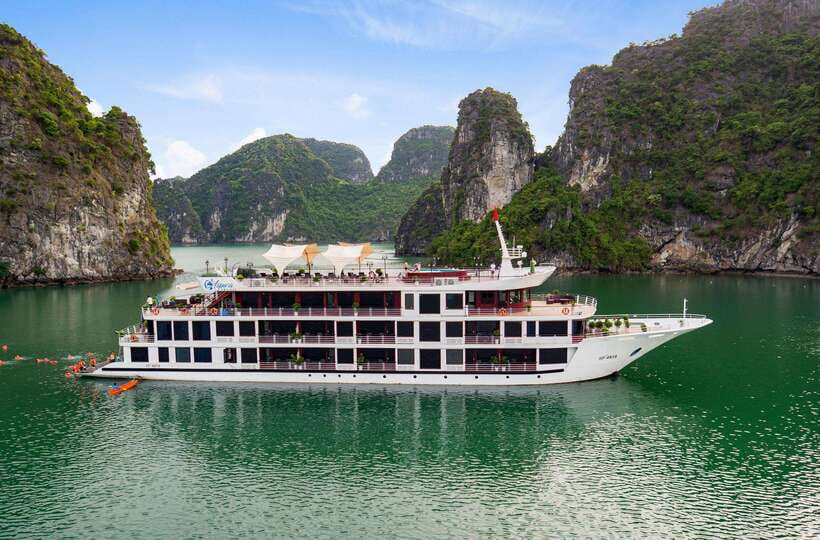 3-Day Lan Ha Bay & Viet Hai 5★ Cruise + Free Hanoi Pickup - Day 1: Canal cruising, Dark Cave, Bright Cave, and the sunset pool party