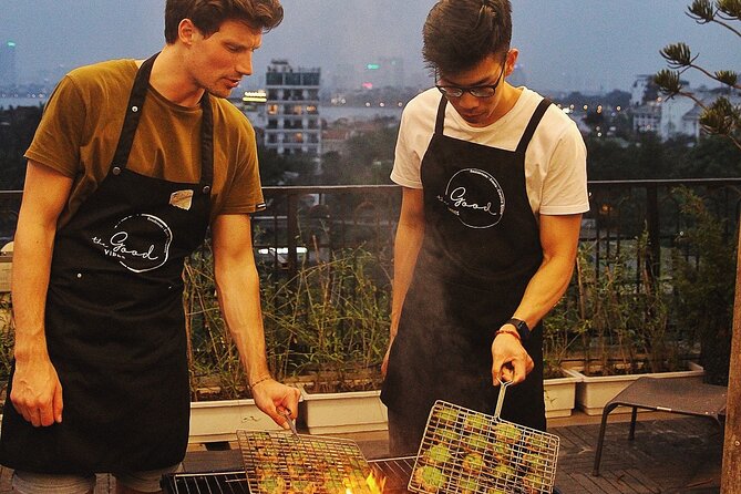 Authentic Bun Cha Hanoi making - with skyline view of Westlake - The Rooftop Kitchen Setup: Small-Group Cooking With Real Instructions