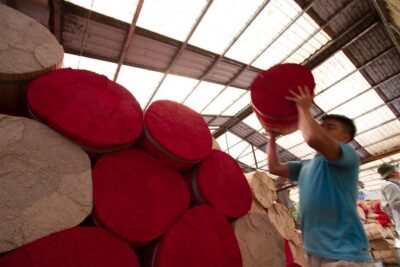 Colors of Incense village Quang Phu Cau - Watching incense being made: bamboo, dyeing, drying, repeat