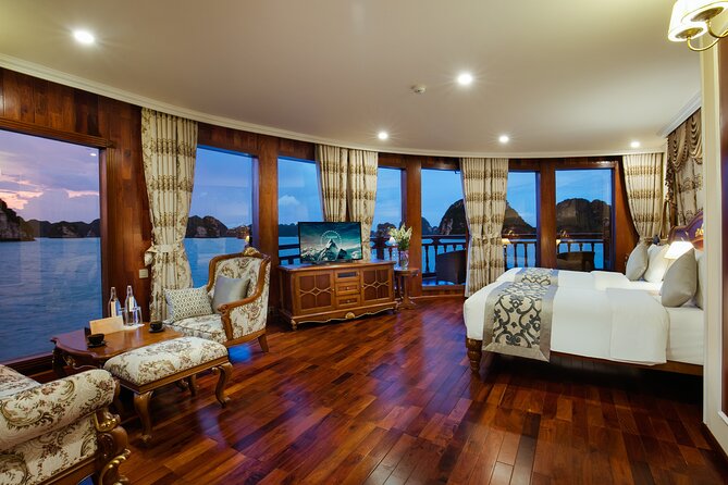 Emperor Cruises Experience 2 Days 1 Night in Halong Bay. - On-board life: gym, sauna, lounge, Wi‑Fi, and art time