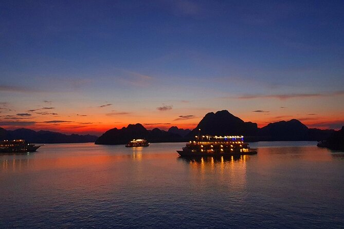 From Hanoi: 2-Day Luxury Halong Cruise Explore Caves & Island - Sunset on the deck, plus the onboard extras