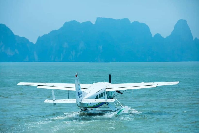 From Hanoi: Halong Bay Seaplane & 6-Hour Ha Long Bay Tour - Titop Island swim and viewpoint options, plus the sunset party on the return