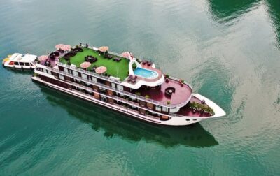 From Ninh Binh: Ha Long - Lan Ha Bay 2D1N on 5-star Cruise - Checking in on the cruise: welcome drink, safety briefing, then lunch