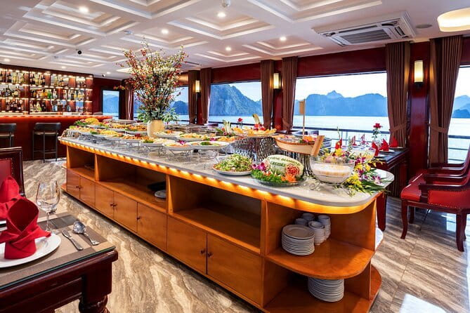 Halong Bay 5-Star Day Cruise, Buffet Lunch, Cave, Kayak, Transfer - Boarding Halong Bay: Sundeck Comfort and a Proper Lunch
