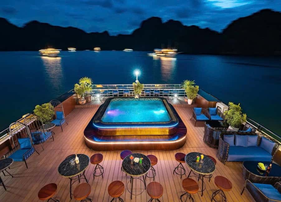 Hanoi: 2-Day Ha Long & Lan Ha Bay 5-Star Boat with Balcony - That sundeck sunset party is more than a gimmick