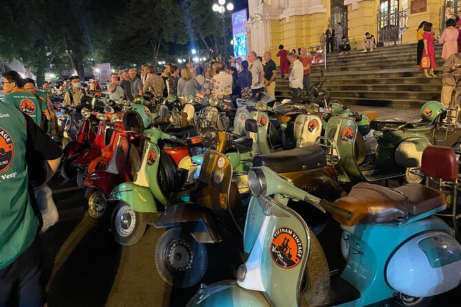 Hanoi Vespa After Dark Street Food Tour -Hidden Gem-Train Street - Train Street Egg Coffee, Banh Xeo, and Live Jazz at Night
