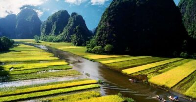 Ninh Binh 2 Days 1 Nights Small Group Of 9 Tour From Hanoi - Cycling through rice fields with limestone mountains watching you