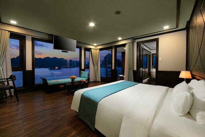 Peony Cruise 5<em> Halong Bay 3 days 2 nights with 2 ways transfer – Key things that make this Peony Cruise worth a look’ /></p>
<ul>
<li><strong>Short transfer to Cat Hai</strong>: you lose less time getting from Hanoi to the bay</li>
<li><strong>Private balcony in every cabin</strong>: your own quiet spot for coffee and photos</li>
<li><strong>Tai Chi on the sun deck at dawn</strong>: a relaxing way to start the day</li>
<li><strong>Meals are built in</strong>: 2 breakfasts, 3 lunches, and 2 dinners included</li>
<li><strong>Small group size (max 40 people)</strong>: easier pace and calmer onboard vibe</li>
</ul>
<h2 id="hanoi-to-halong-bay-the-2-5-hour-transfer-reality">Hanoi to Halong Bay: the 2.5-hour transfer reality</h2>
<p><img width="669" height="446" decoding="async" src=
